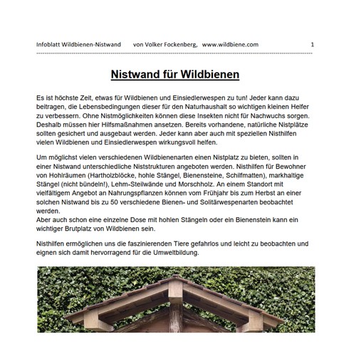 Infoblatt Nistwand
