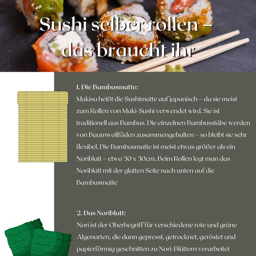 Materialliste für Sushi-Rollen