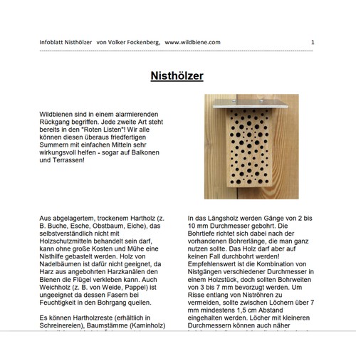 Infoblatt Nisthölzer
